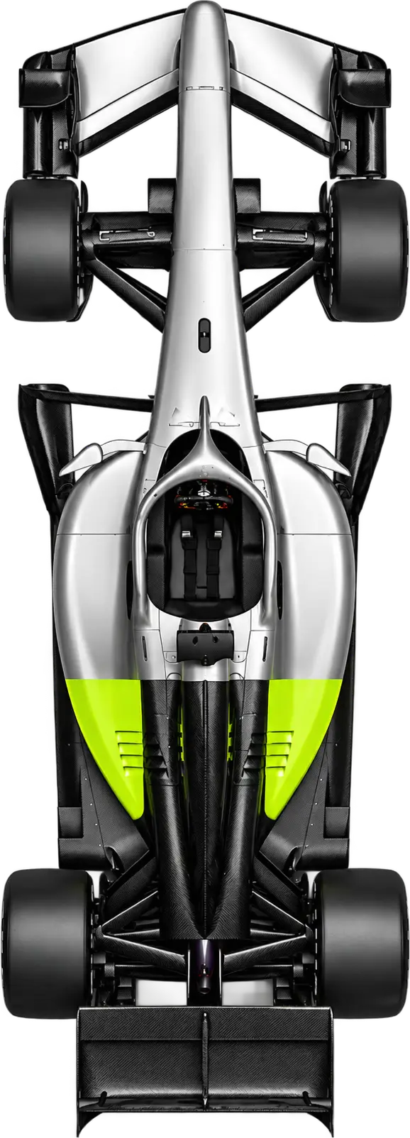 A race car seen from directly above.